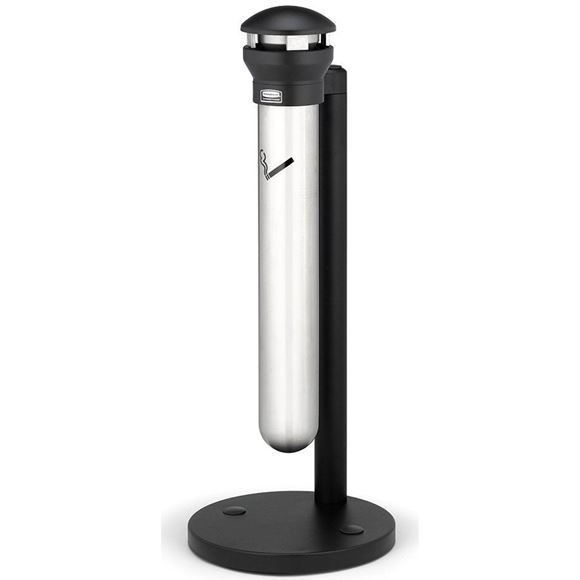 Cendrier Sur Pied Vertical En Acier Inoxydable – Blanc, 101x24x24 Cm, Avec Panneau Extincteur, Pour Extérieur Et Lieux Publics