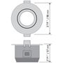 Schéma des dimensions de l'encastré DEL de 3" dirigeable