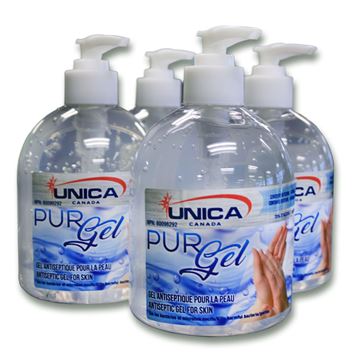 Paquet de 4 bouteilles 500ml avec pompe de désinfectant pour les mains Purgel