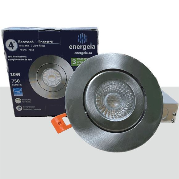 Luminaire DEL encastré 4" dirigeable acier brossé